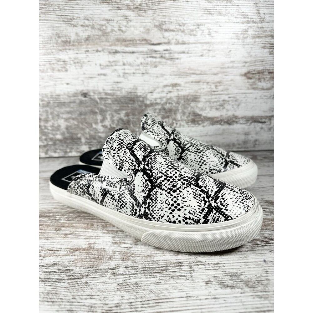 Vans Slip-On Mule Sneakers in Black and White Snake Print